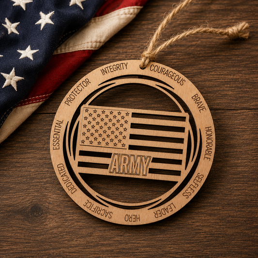 Wood Military & First Responder Ornament | Laser Engraved | Choose Your Branch or Department