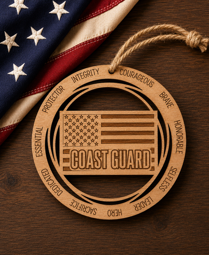 Wood Military & First Responder Ornament | Laser Engraved | Choose Your Branch or Department