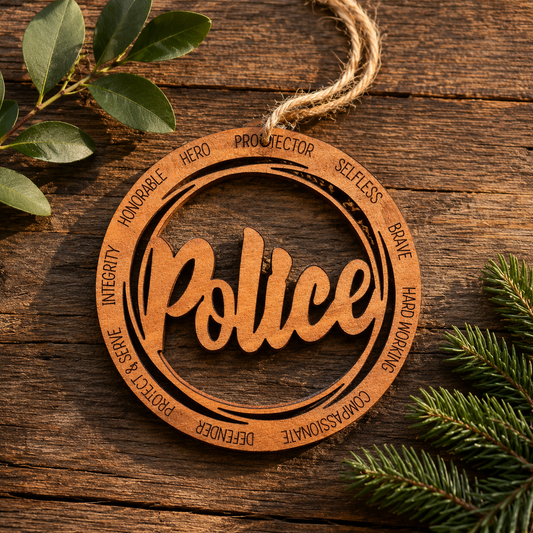 Wooden Police Ornament