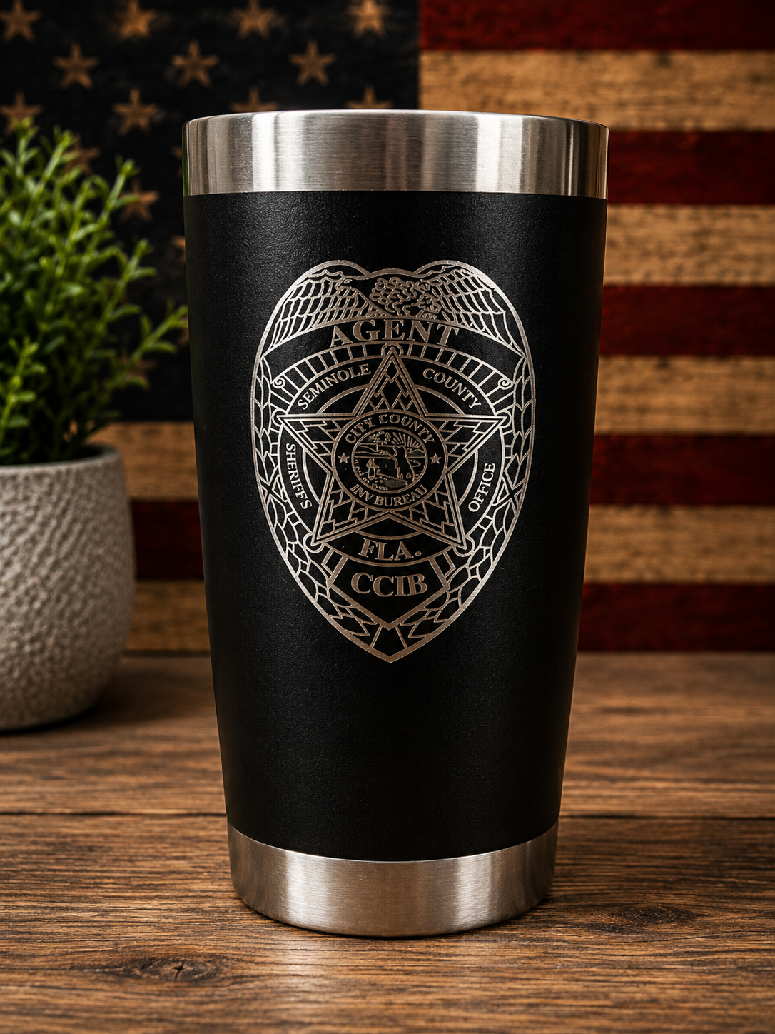 Custom Laser Engraved Tumbler | 20oz Black Stainless Steel | Personalized Gift