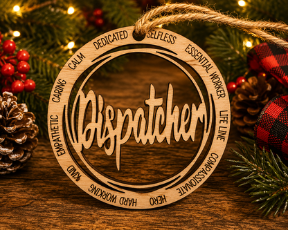 Wood Military & First Responder Ornament | Laser Engraved | Choose Your Branch or Department