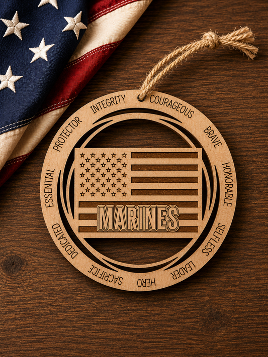 Wood Military & First Responder Ornament | Laser Engraved | Choose Your Branch or Department