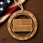 Wood Military & First Responder Ornament | Laser Engraved | Choose Your Branch or Department