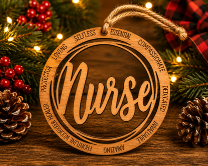 Wood Military & First Responder Ornament | Laser Engraved | Choose Your Branch or Department
