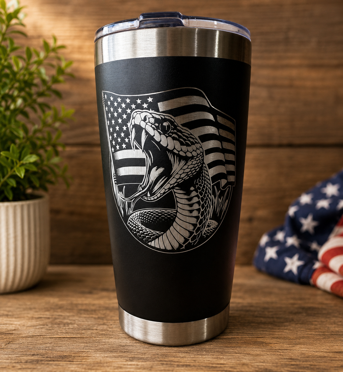 Custom Laser Engraved Tumbler | 20oz Black Stainless Steel | Personalized Gift