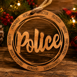 Wood Military & First Responder Ornament | Laser Engraved | Choose Your Branch or Department