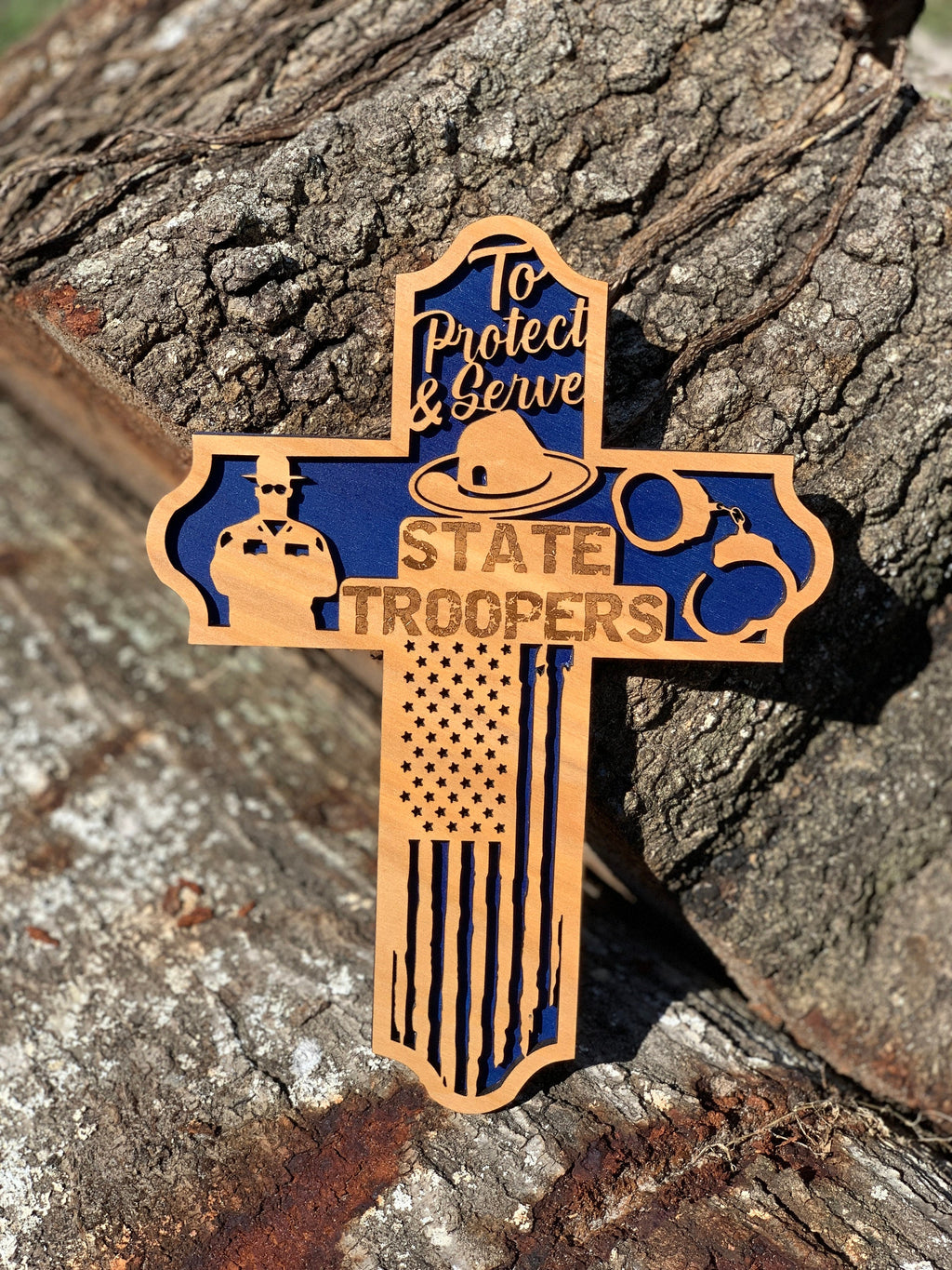 Wooden State Trooper Cross