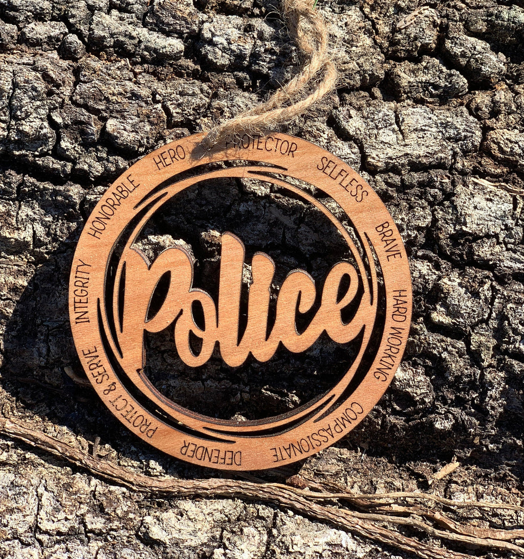 Wooden Police Ornament