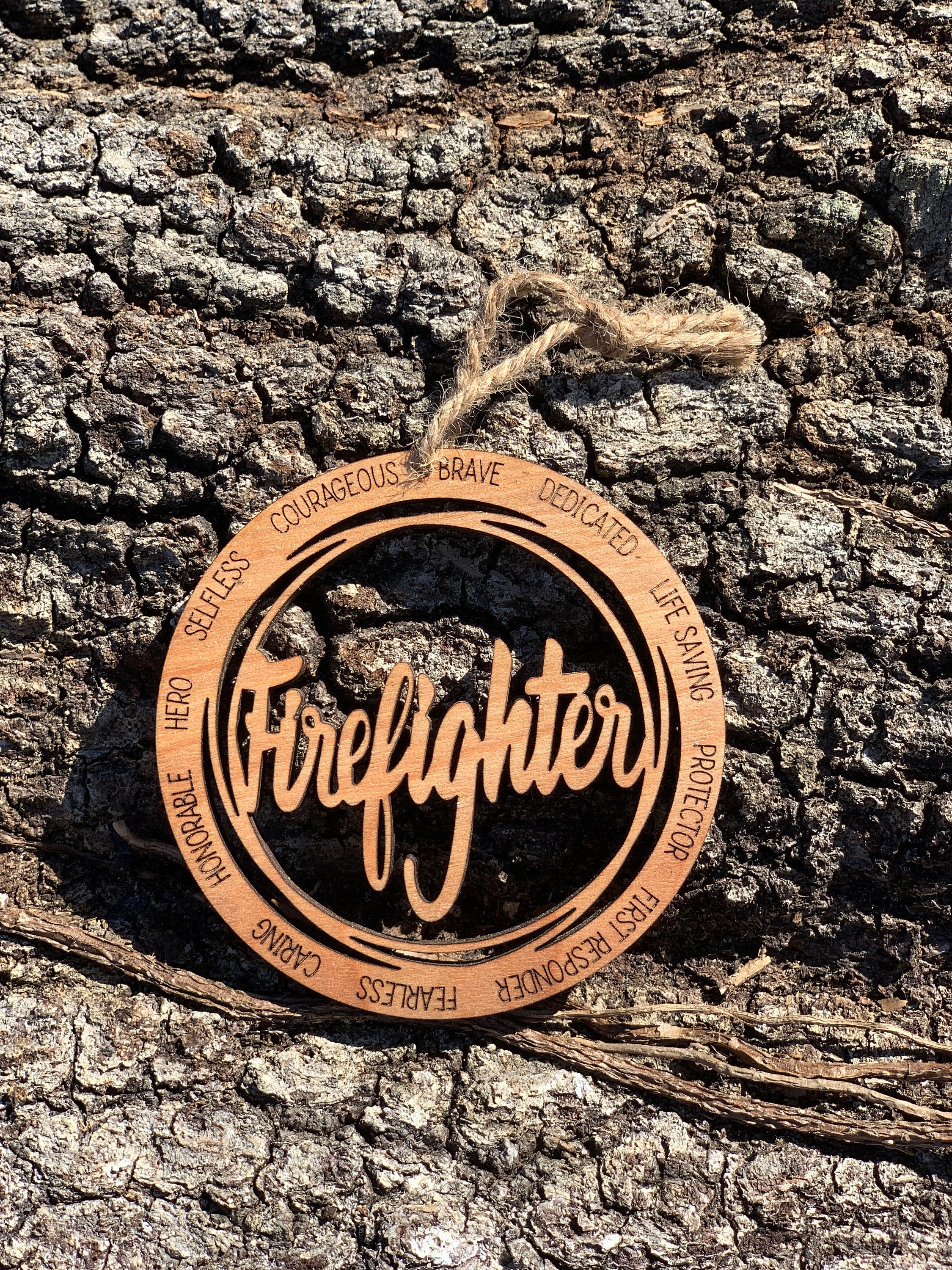 Wooden Firefighter Ornament